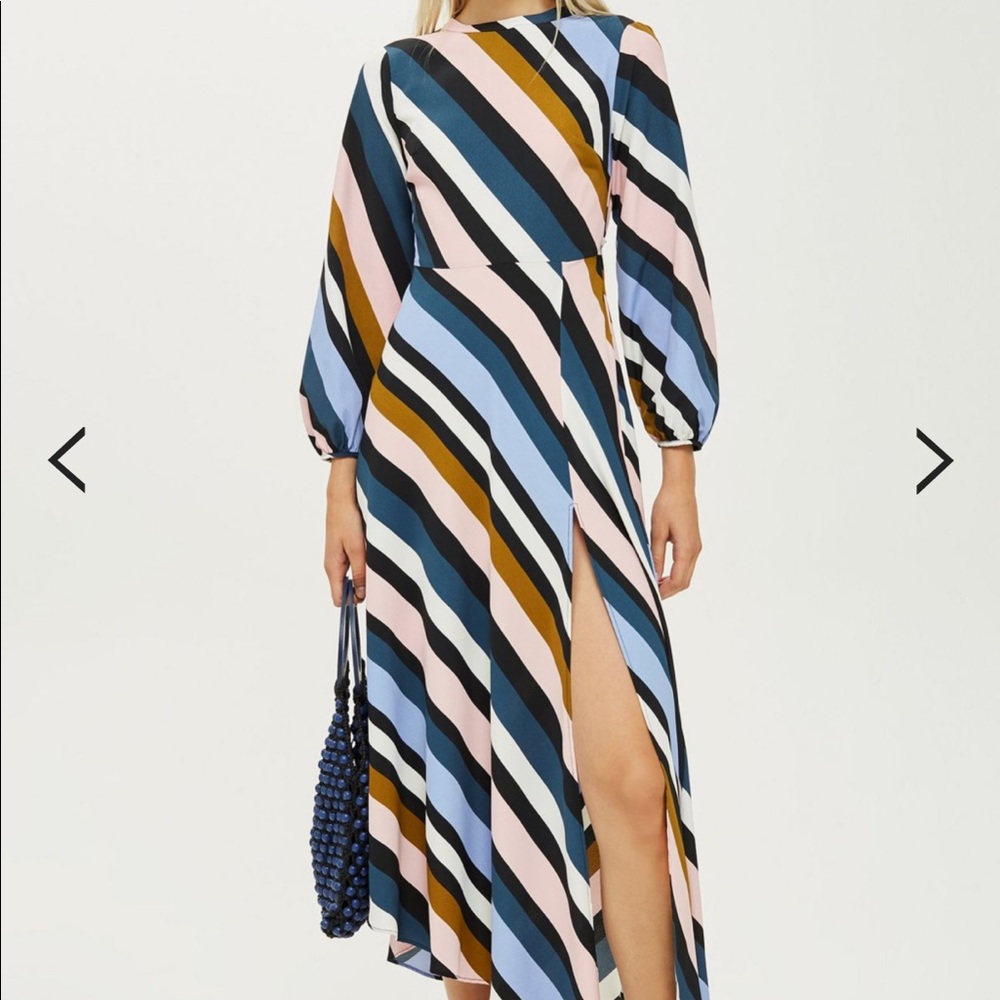 TOPSHOP Striped Open Back Dress